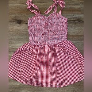 Unique Vintage Gingham Red and White Seersucker Peplum